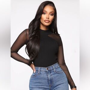 Elegant Black Sheer Sleeve Top